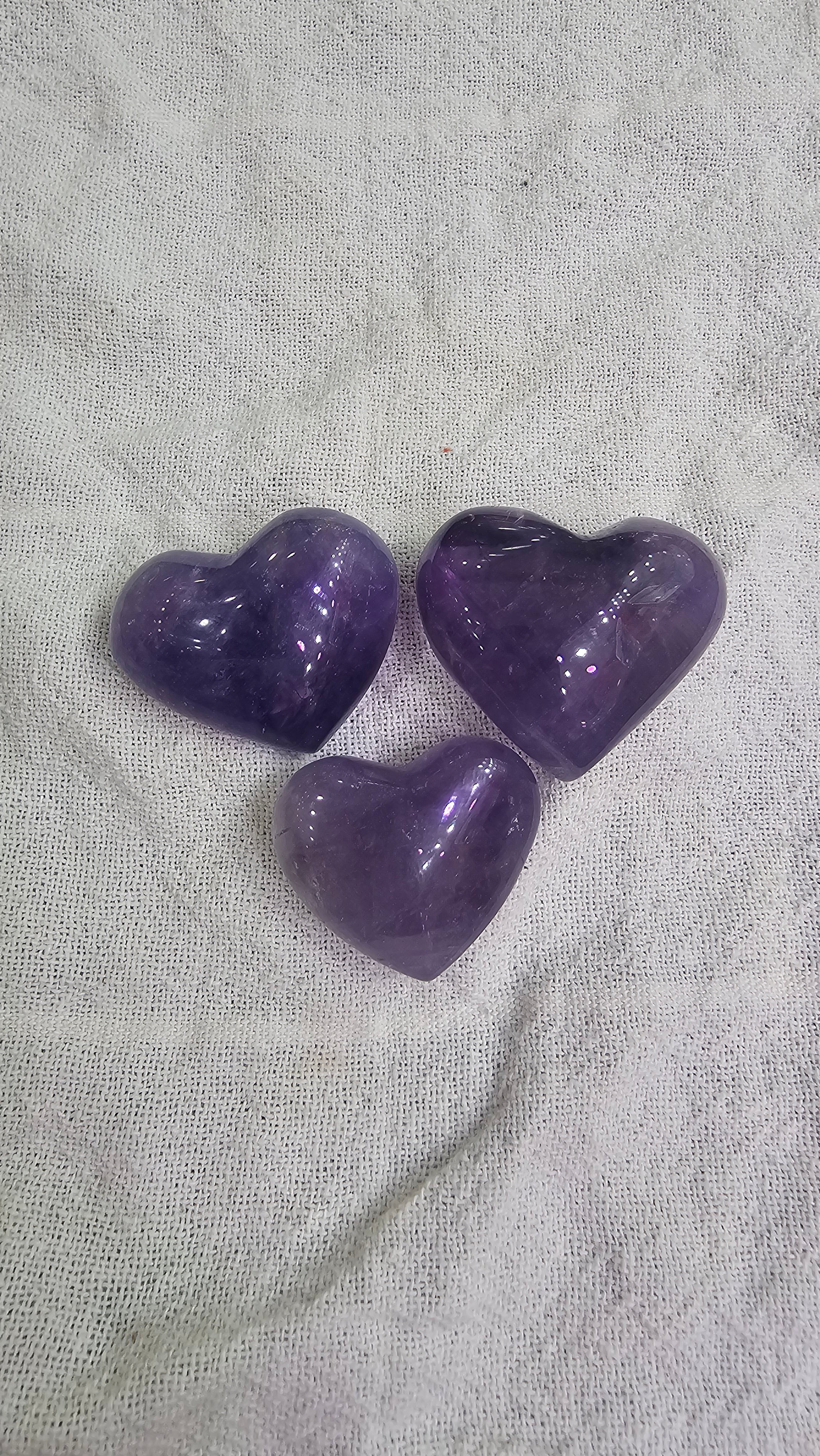 Polished Crystal Hearts and Palm Stones – Rose Quartz, Amethyst, Hematite and more!
