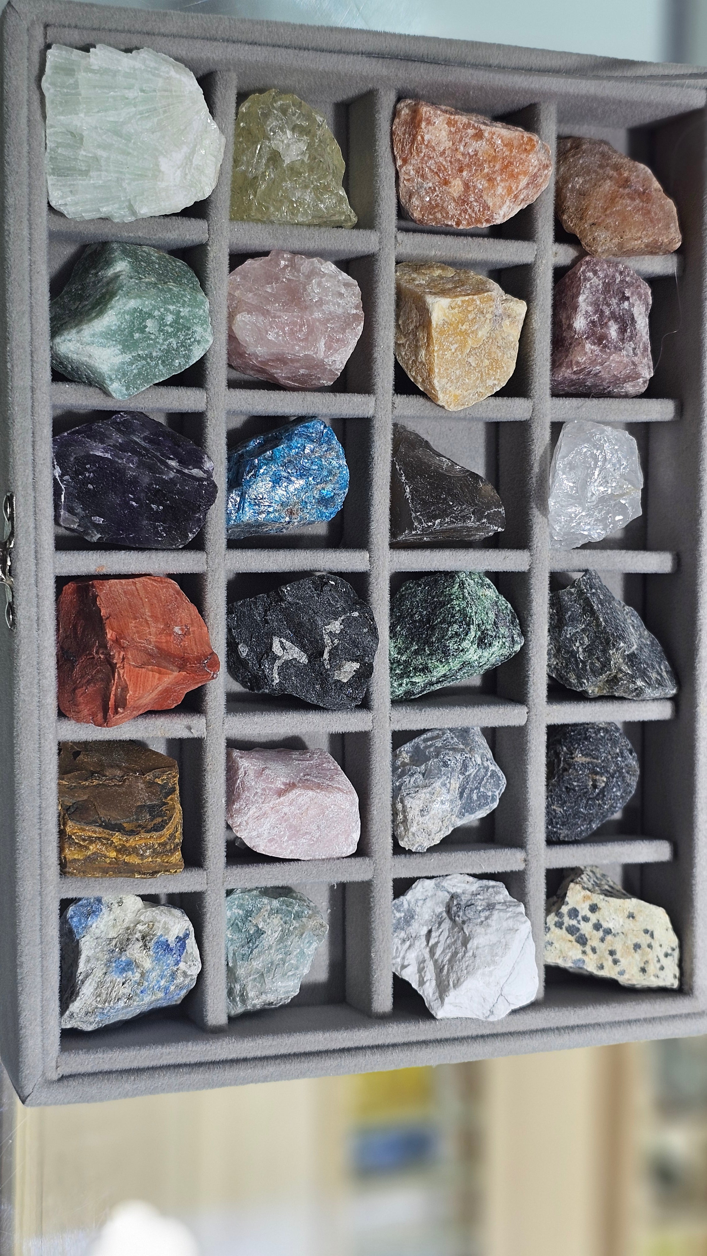 Raw Crystal and Mineral Collector’s Box – 20 Natural Stones