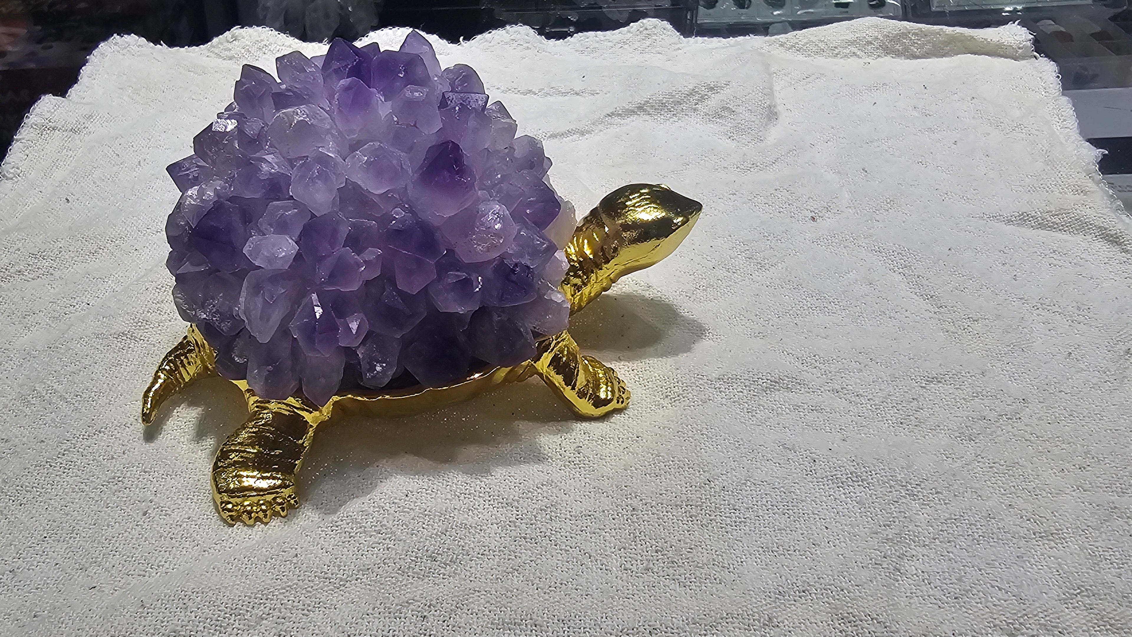 Crystal Turtle Figurine – Aventurine, Rose Quartz, Citrine and Amethyst | Feng Shui Symbol of Longevity, Protection and Prosperity