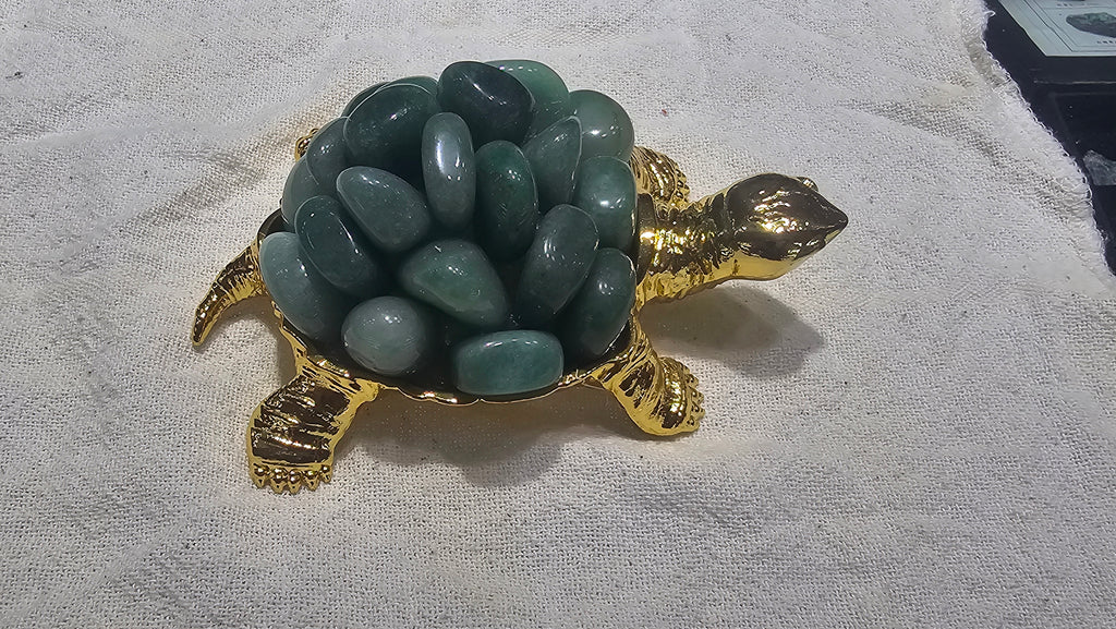 Crystal Turtle Figurine – Aventurine, Rose Quartz, Citrine and Amethyst | Feng Shui Symbol of Longevity, Protection and Prosperity