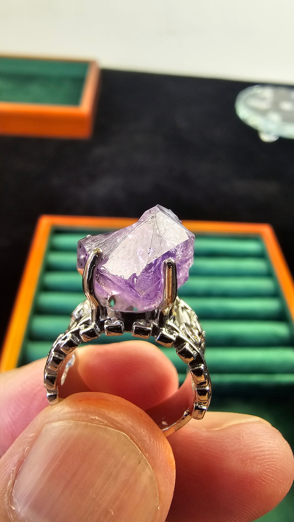 Fabulous Adjustable Amethyst Ring — 10g Natural Purple Gemstone Jewelry