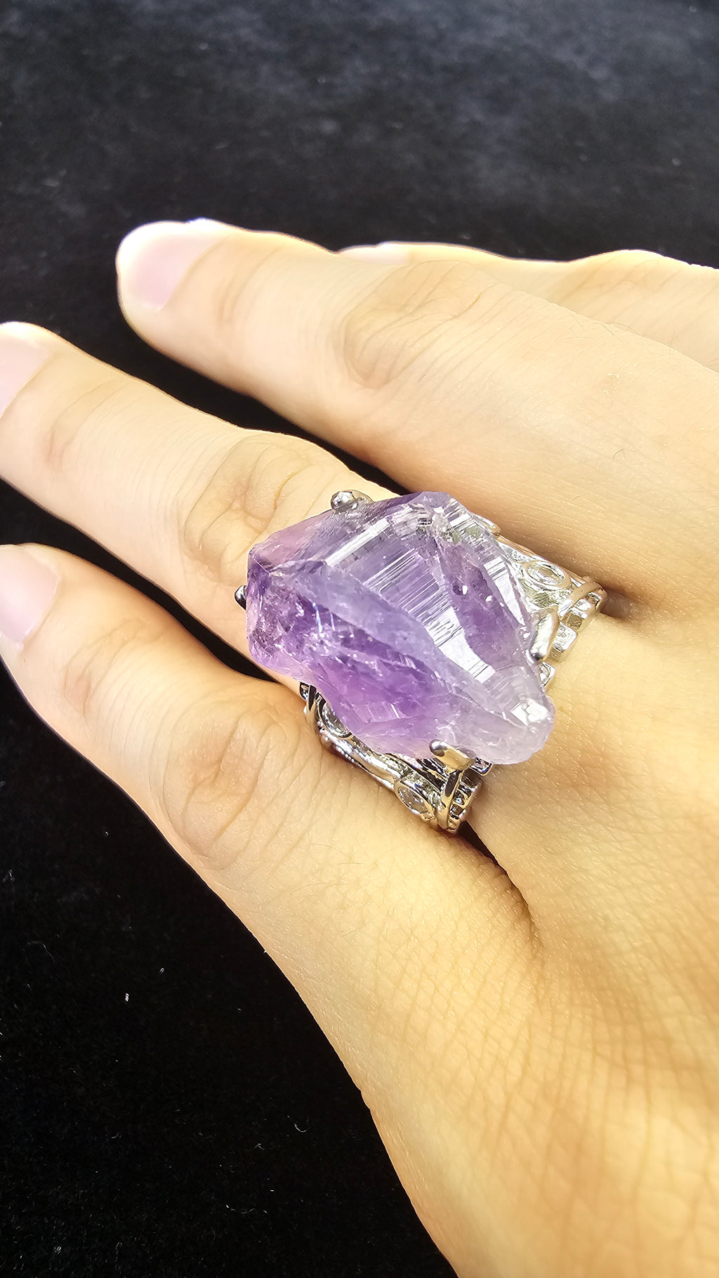 Fabulous Adjustable Amethyst Ring — 10g Natural Purple Gemstone Jewelry