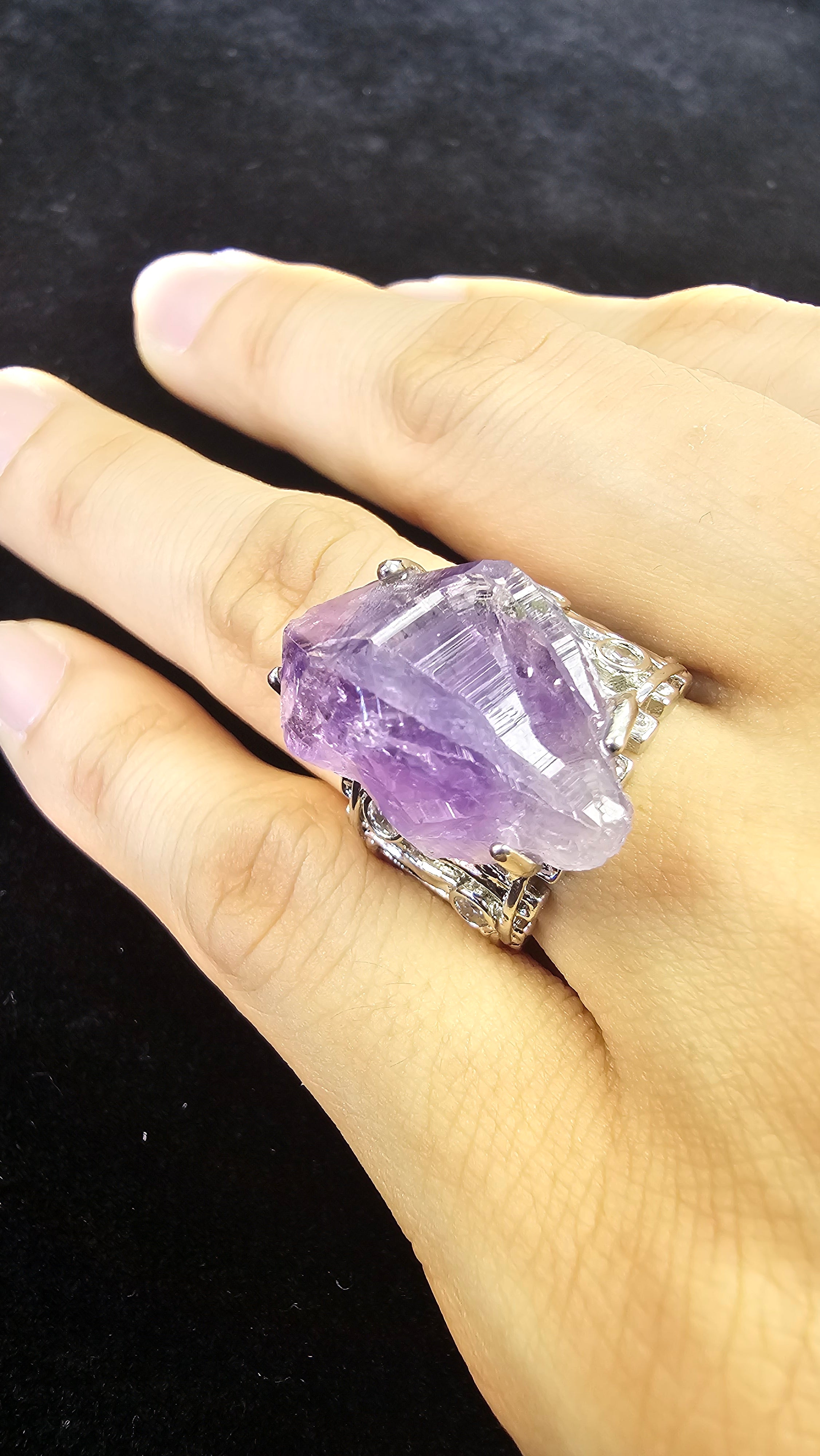 Fabulous Adjustable Amethyst Ring — 10g Natural Purple Gemstone Jewelry