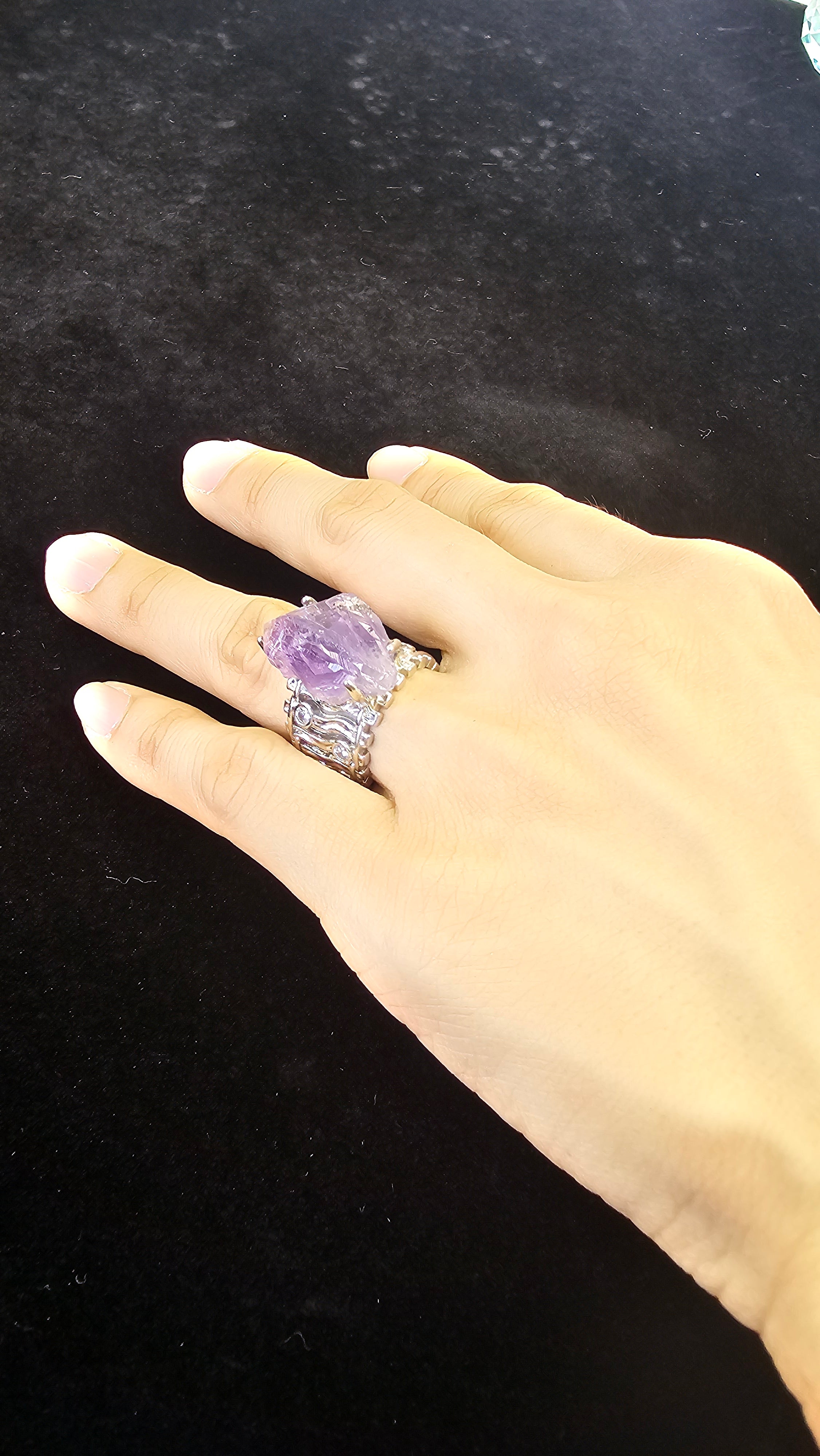 Fabulous Adjustable Amethyst Ring — 10g Natural Purple Gemstone Jewelry