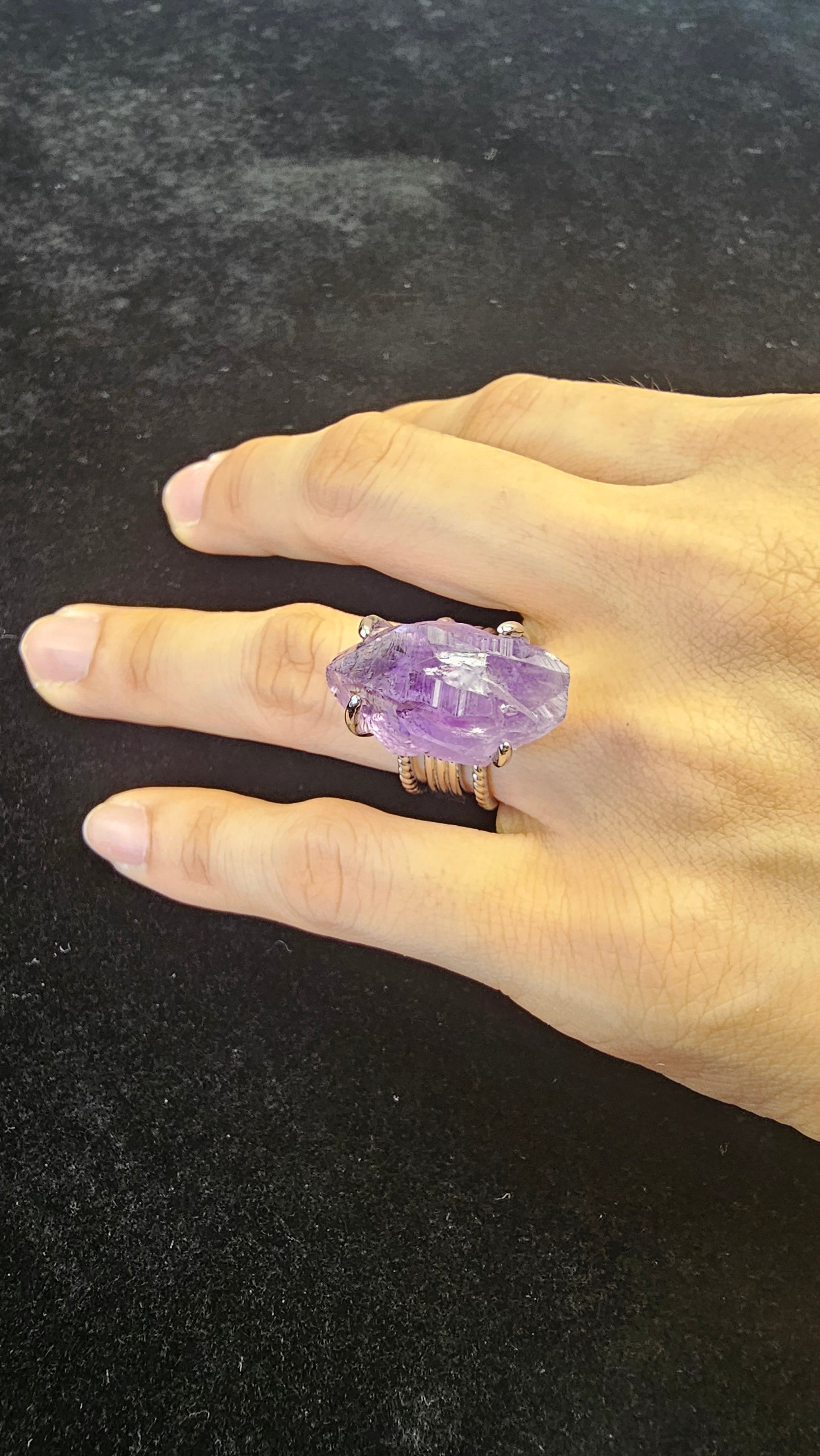 Fabulous Adjustable Amethyst Ring — 10g Natural Purple Gemstone Jewelry
