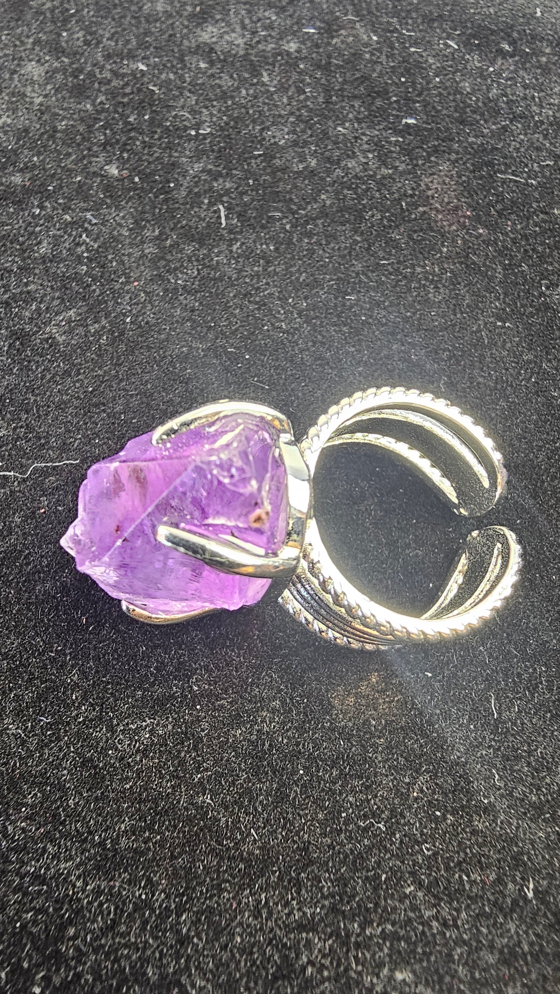 Fabulous Adjustable Amethyst Ring — 10g Natural Purple Gemstone Jewelry