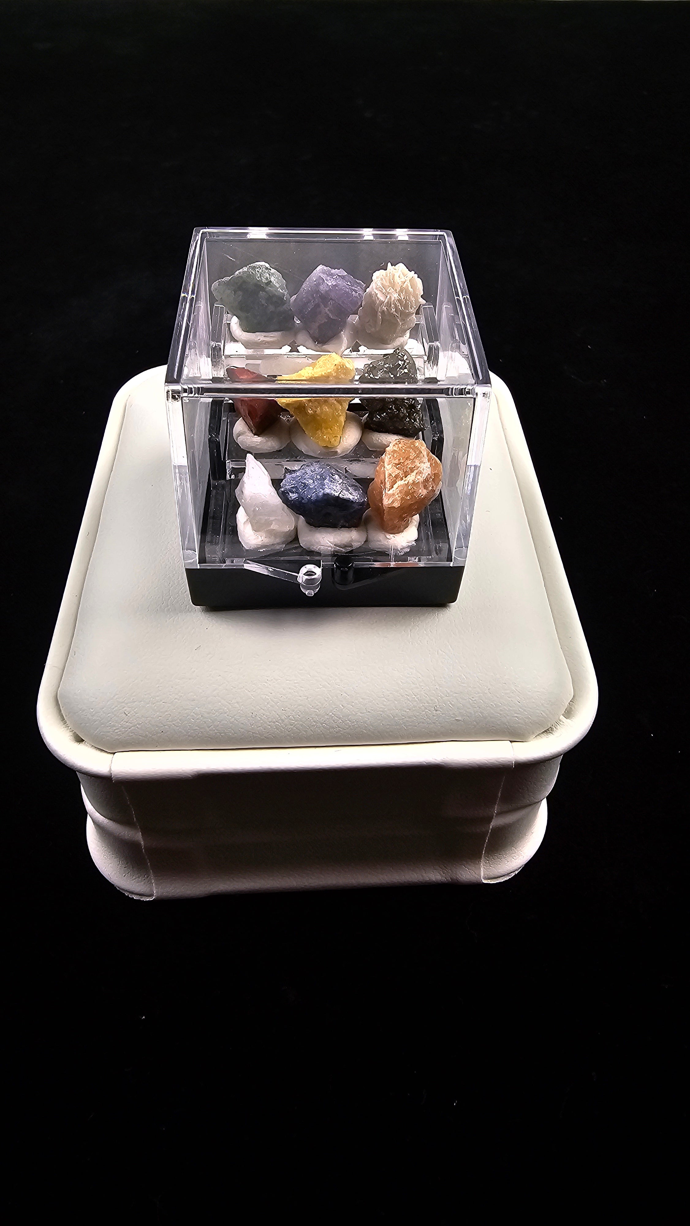 Tiny Crystal Box filled with assorted natural gemstones. Perfect for gifting, meditation, décor, and crystal collectors. Unique and portable