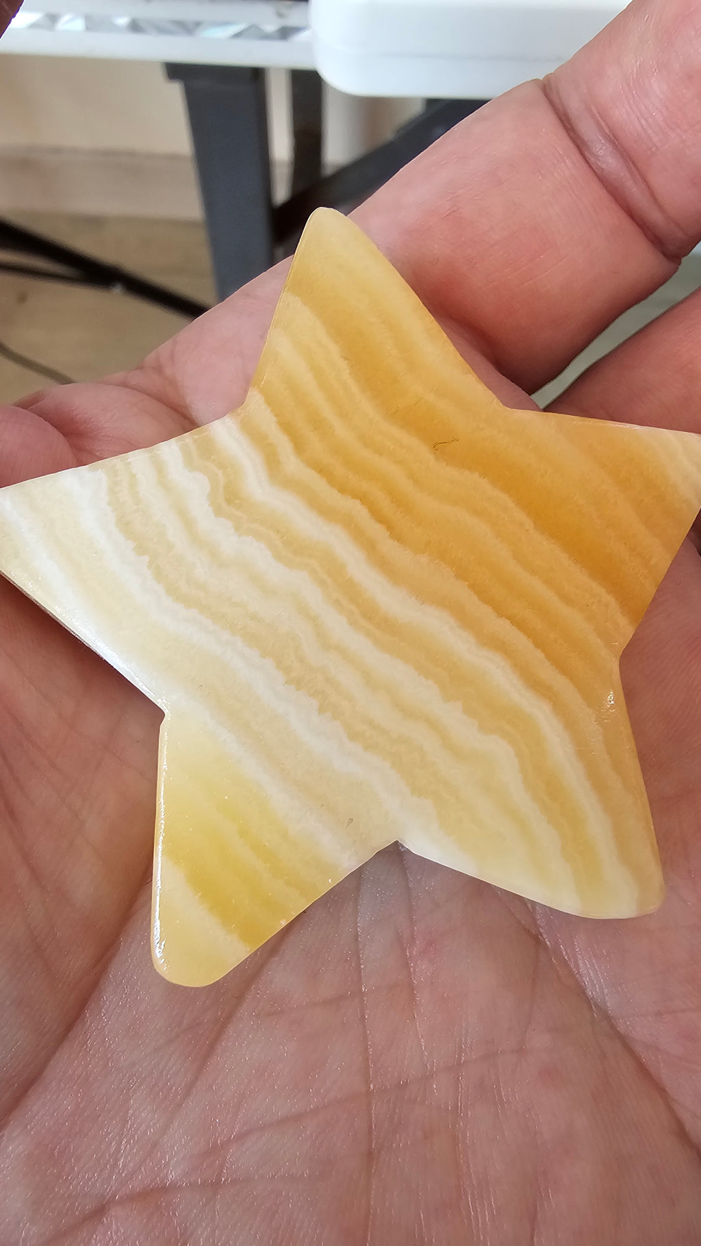 Yellow Onyx Crystal Star Carving