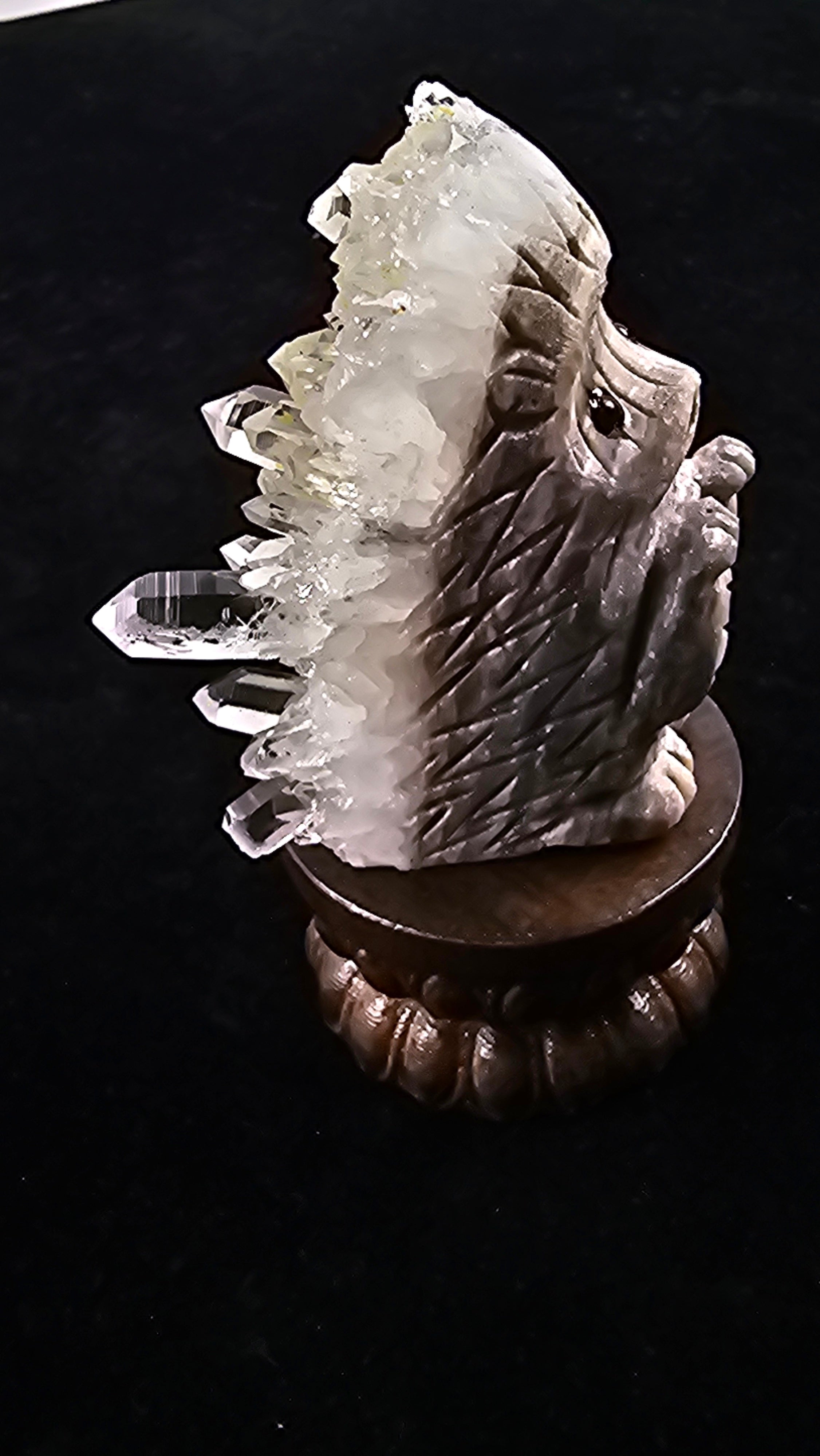 Adorable Clear Quartz Hedgehog | Crystal figurine for healing, meditation, décor & gifting. Unique, authentic & full of charm