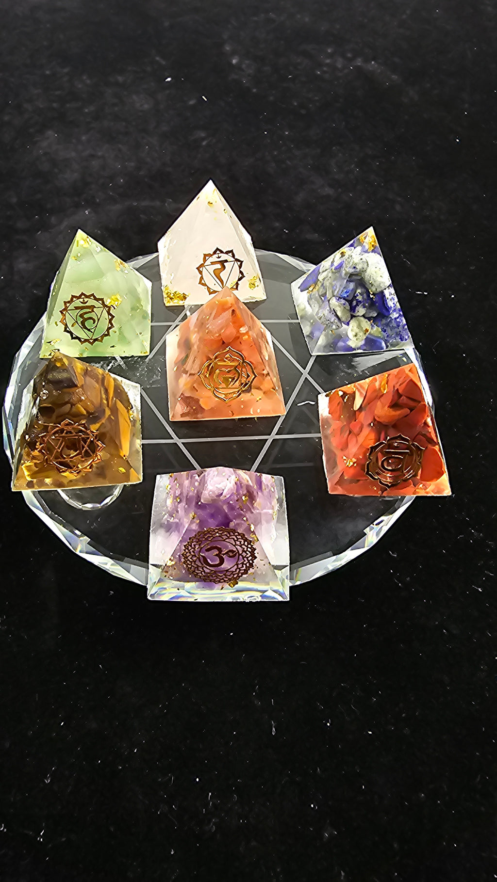 7 Chakra Crystal Pyramid Set – Healing Stones for Meditation, Reiki & Energy Balance