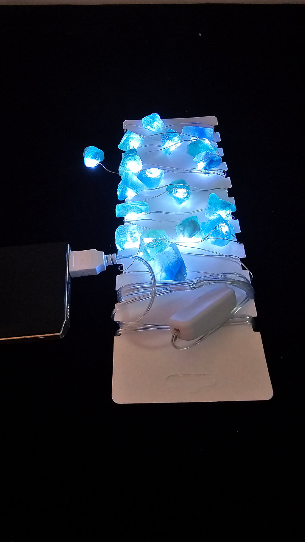 Crystal String Lights – Rose Quartz or Blue Fluorite | 3m LED Lamp Belt