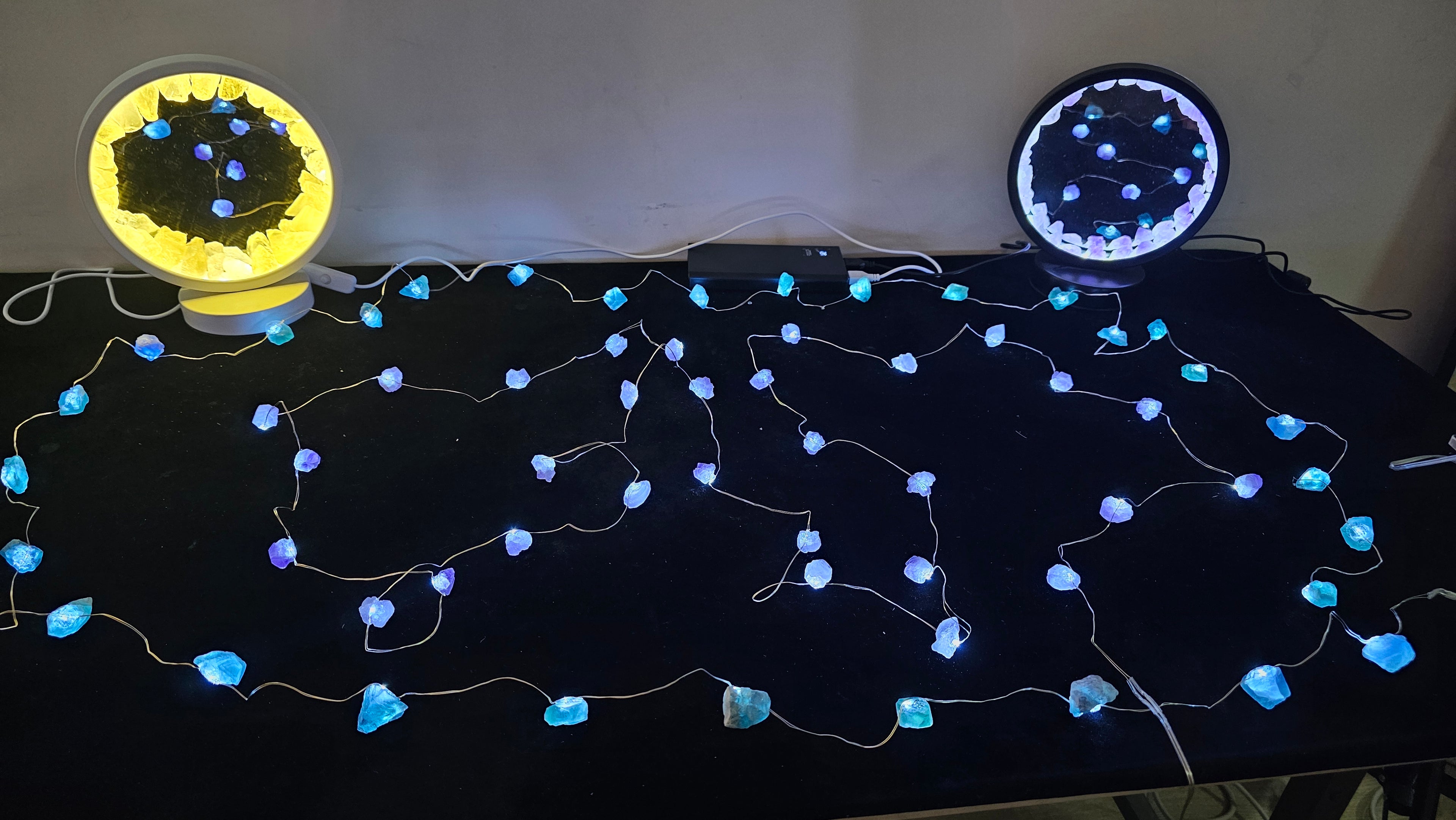 Crystal String Lights – Rose Quartz or Blue Fluorite | 3m LED Lamp Belt