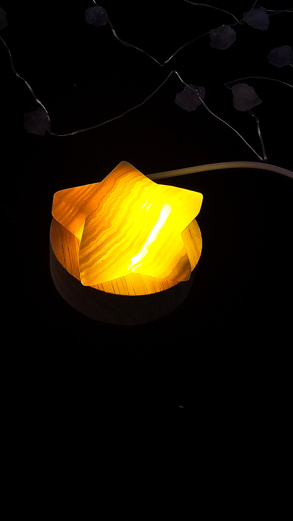 Yellow Onyx Crystal Star Carving