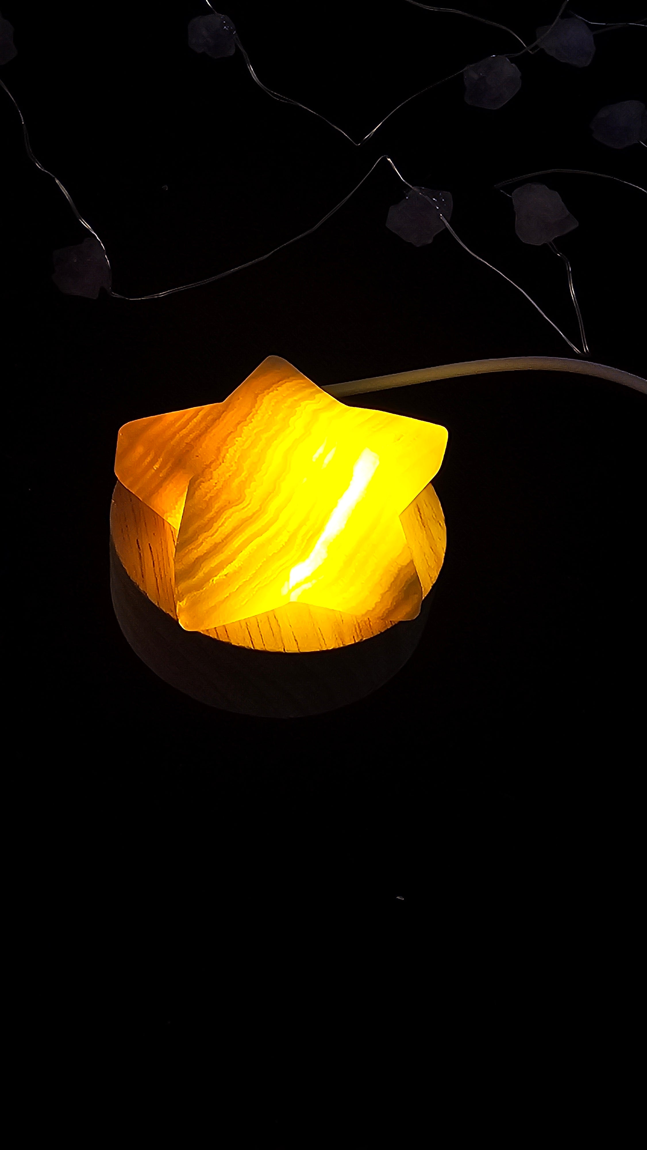 Yellow Onyx Crystal Star Carving