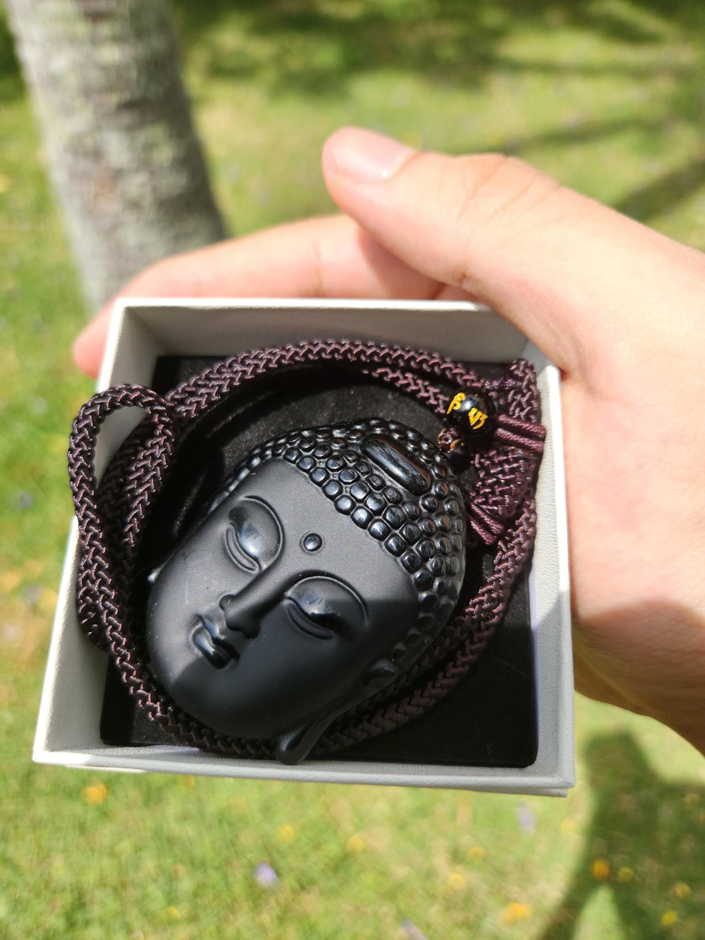 Protection Black Obsidian Buddha Pendant, Charm Necklace, Natural Gemstone for Men & Women, Spiritual Healing Stone