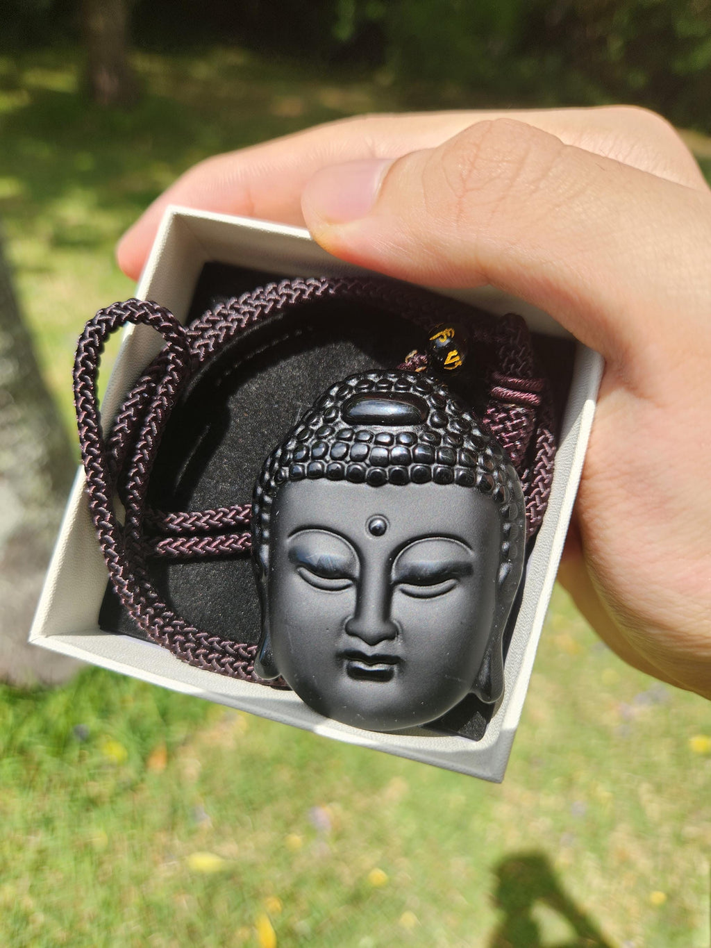 Protection Black Obsidian Buddha Pendant, Charm Necklace, Natural Gemstone for Men & Women, Spiritual Healing Stone