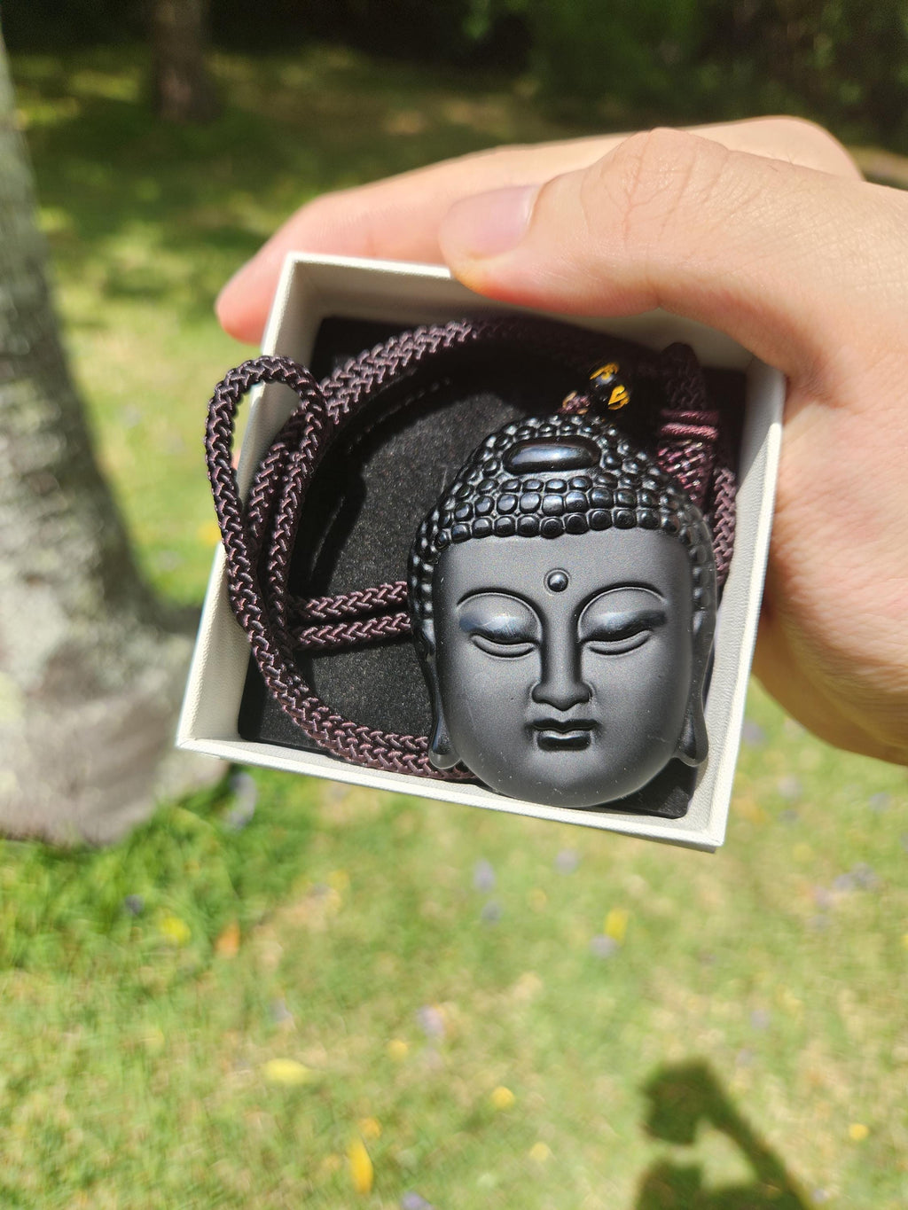 Protection Black Obsidian Buddha Pendant, Charm Necklace, Natural Gemstone for Men & Women, Spiritual Healing Stone