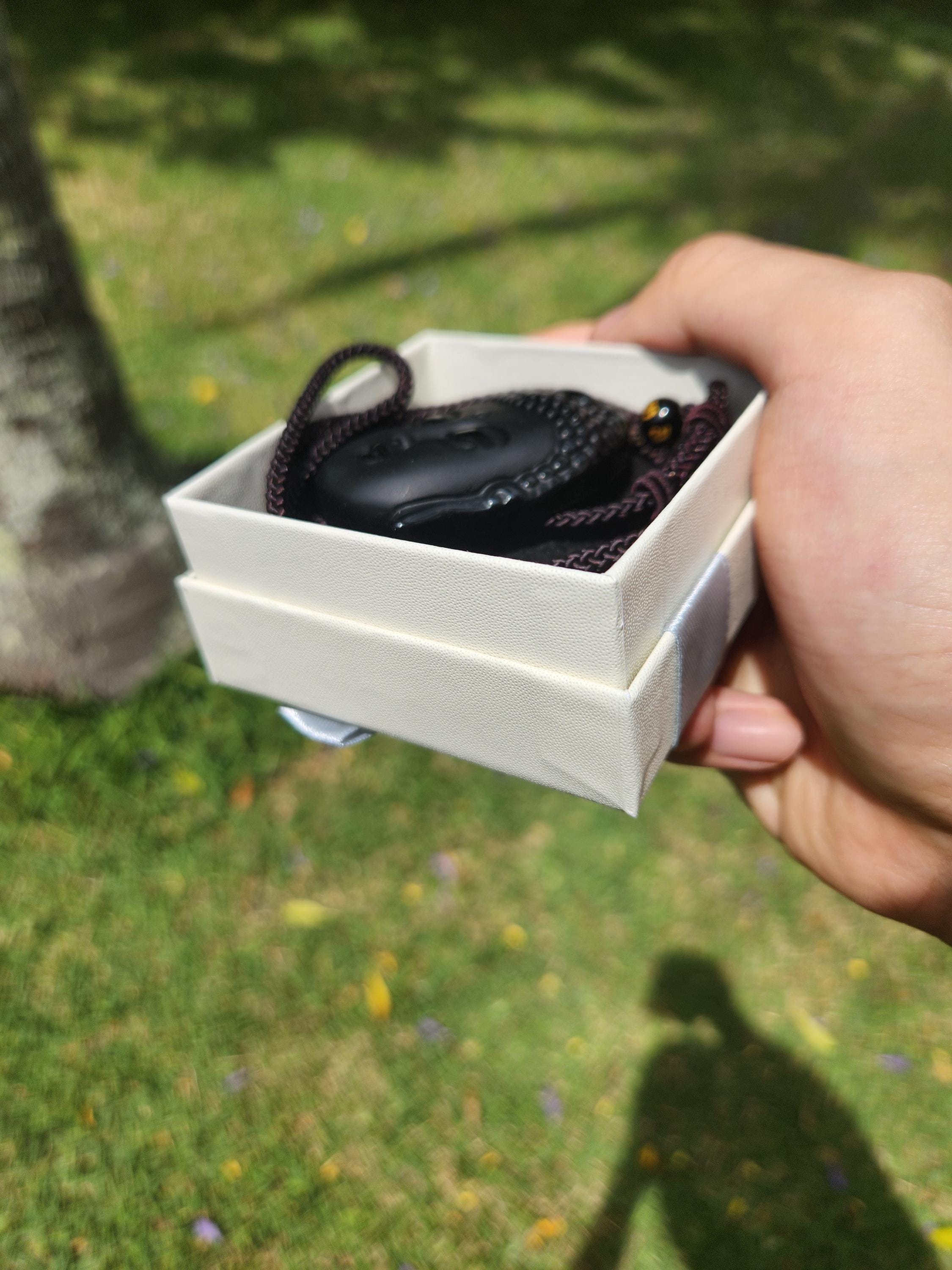 Protection Black Obsidian Buddha Pendant, Charm Necklace, Natural Gemstone for Men & Women, Spiritual Healing Stone