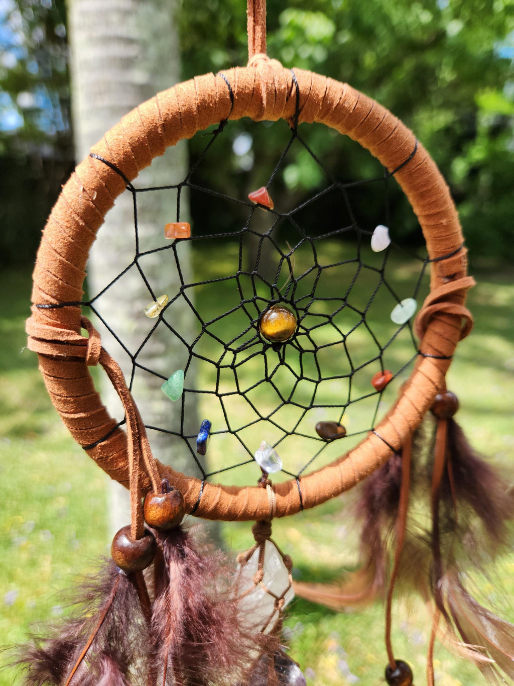 Gemstone Dreamcatcher with 7 Chakra Stones – Spiritual Protection & Energy Harmony