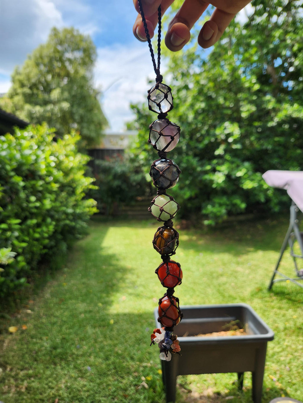 7-Chakra Raw Crystal Hanging Decor, Meditation Decor, Natural Healing Stones, Reiki Healing Crystals Car Window Hanger