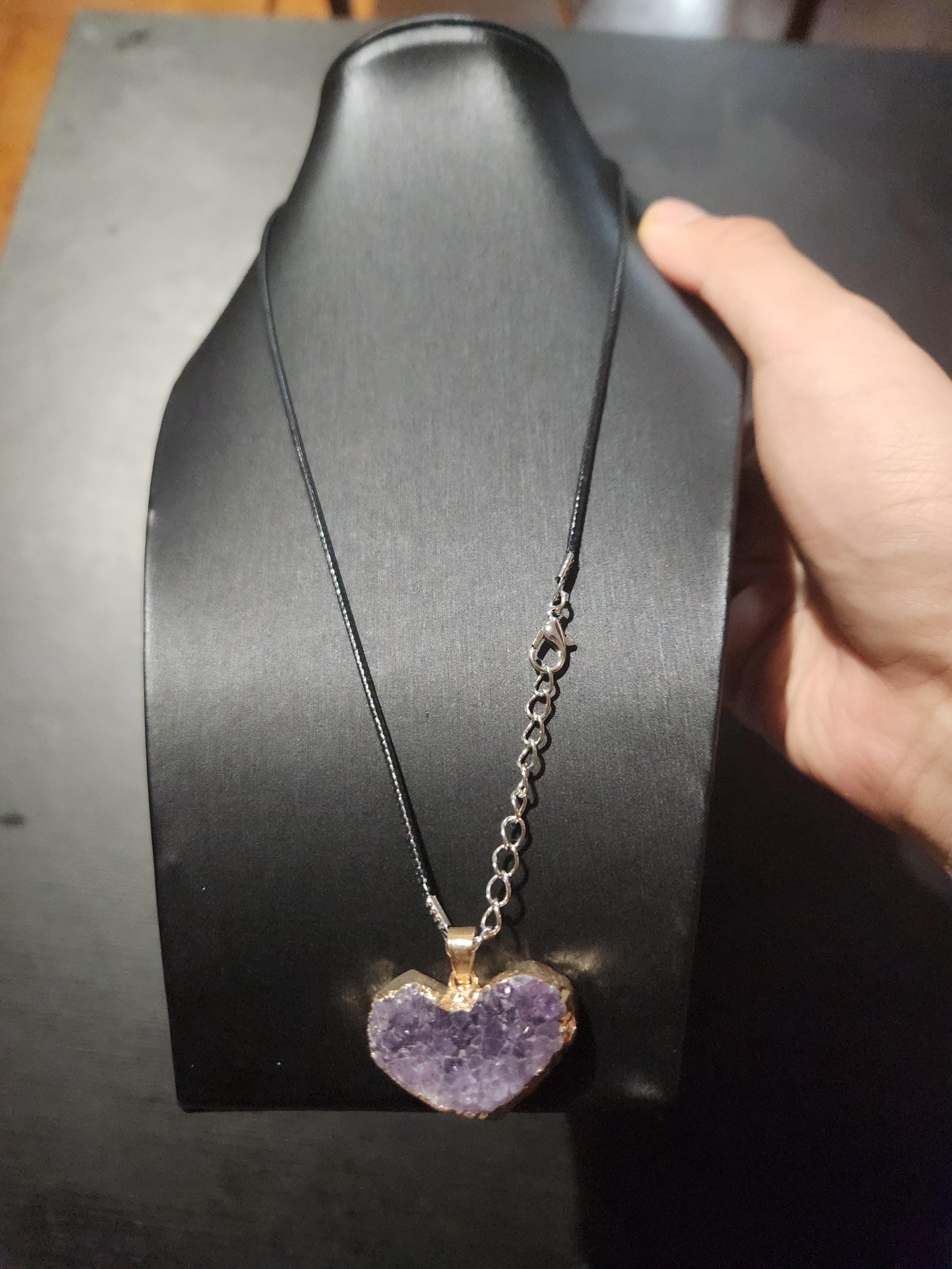 Heart-Shaped Raw Amethyst Necklace — Natural Crystal Pendant for Calm, Love, Spiritual Protection
