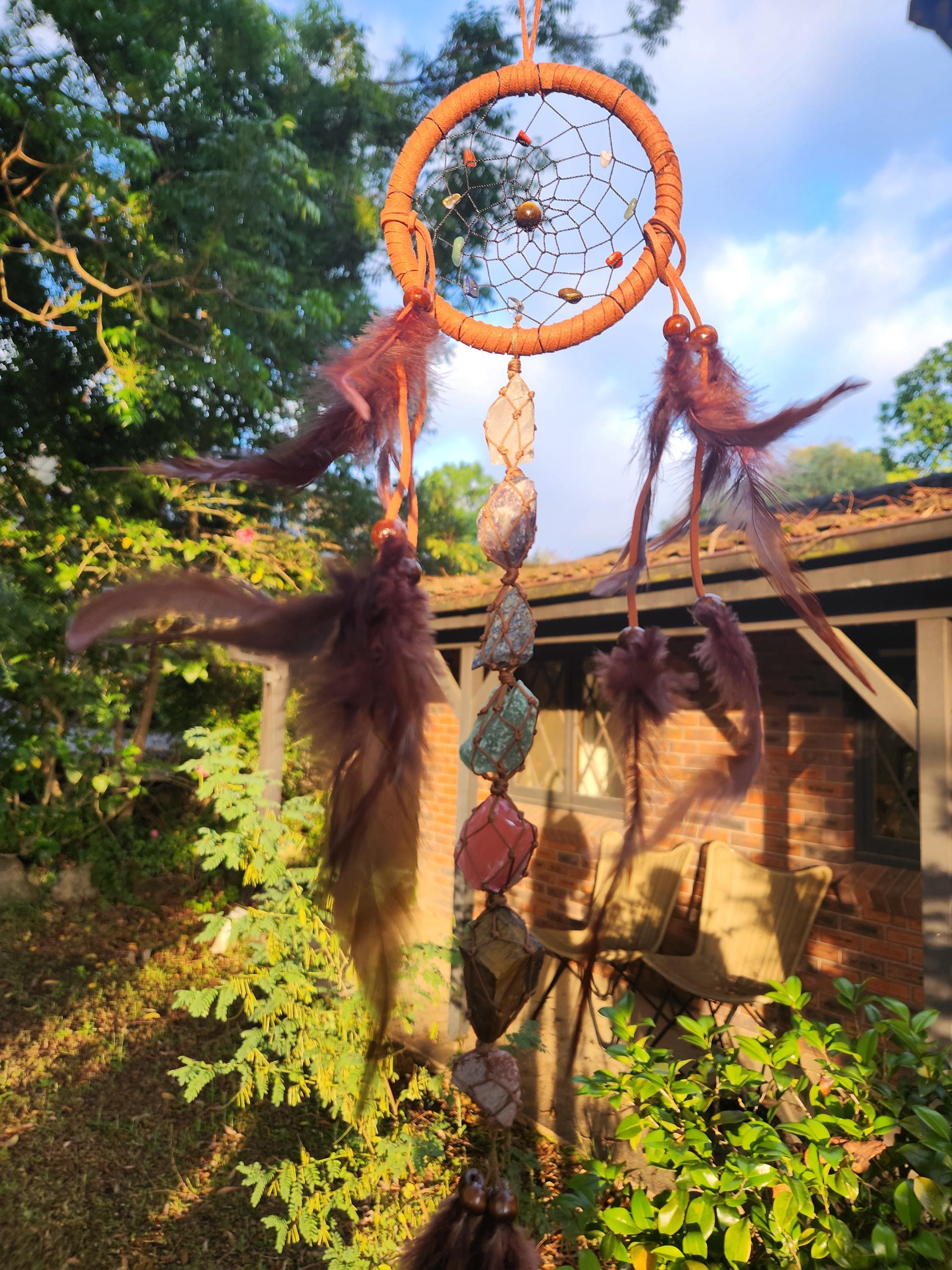 Gemstone Dreamcatcher with 7 Chakra Stones – Spiritual Protection & Energy Harmony