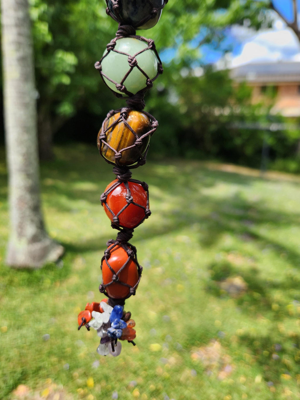 7-Chakra Raw Crystal Hanging Decor, Meditation Decor, Natural Healing Stones, Reiki Healing Crystals Car Window Hanger