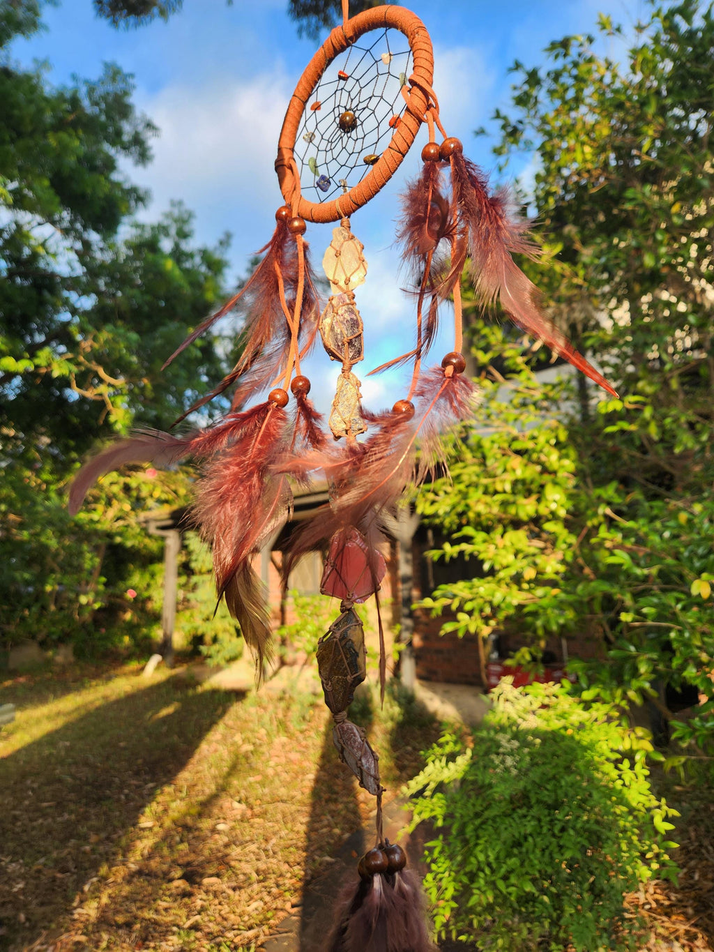 Gemstone Dreamcatcher with 7 Chakra Stones – Spiritual Protection & Energy Harmony