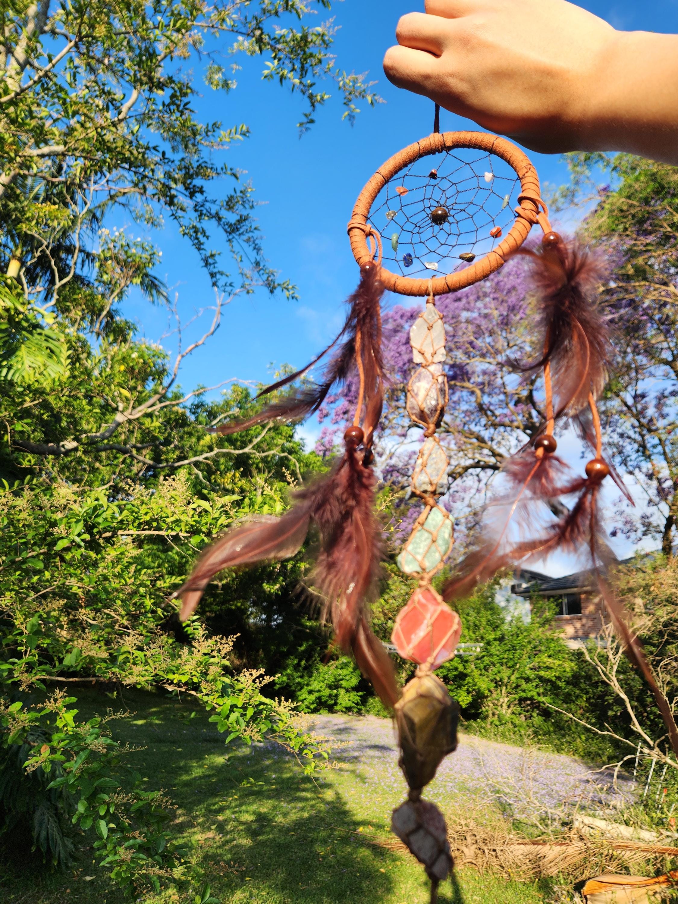 Gemstone Dreamcatcher with 7 Chakra Stones – Spiritual Protection & Energy Harmony