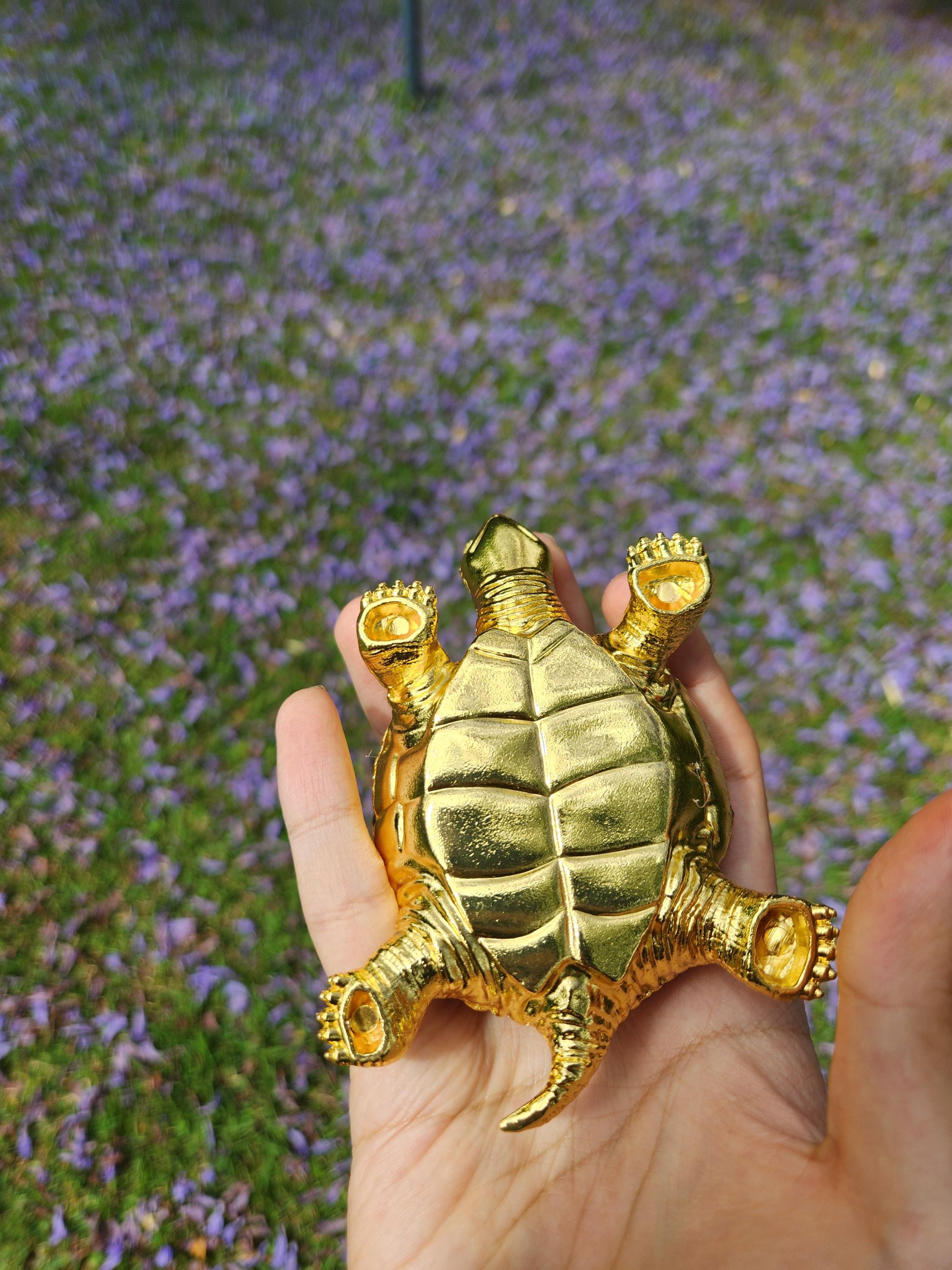 Citrine Crystal Turtle – Gold Figurine, Healing Stone Decor