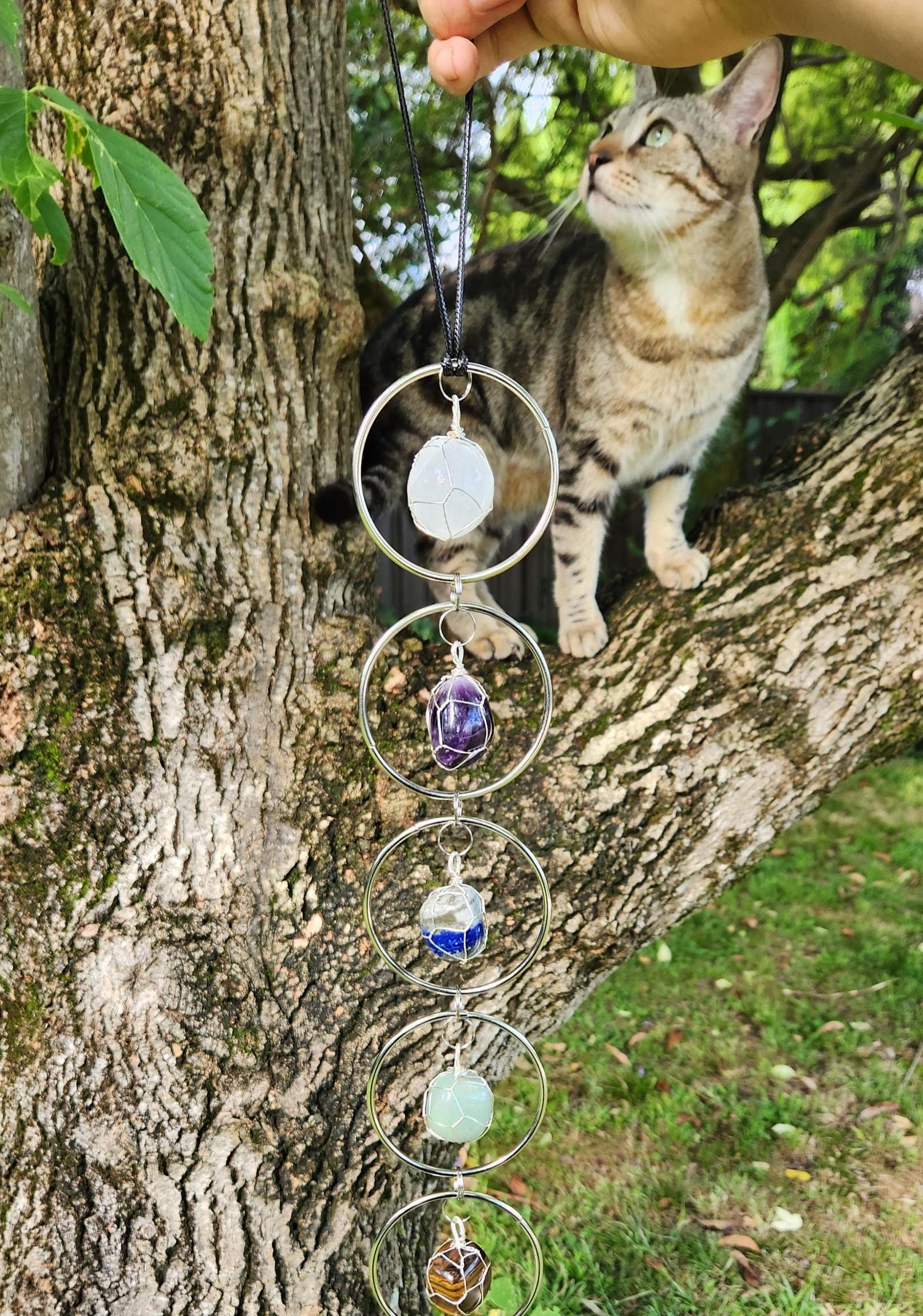 7 Chakra Crystal Hanging Decor, Silver Window Ornament, Boho Suncatcher Garden Hanging, Natural Healing Stones, Christmas Holiday Gift