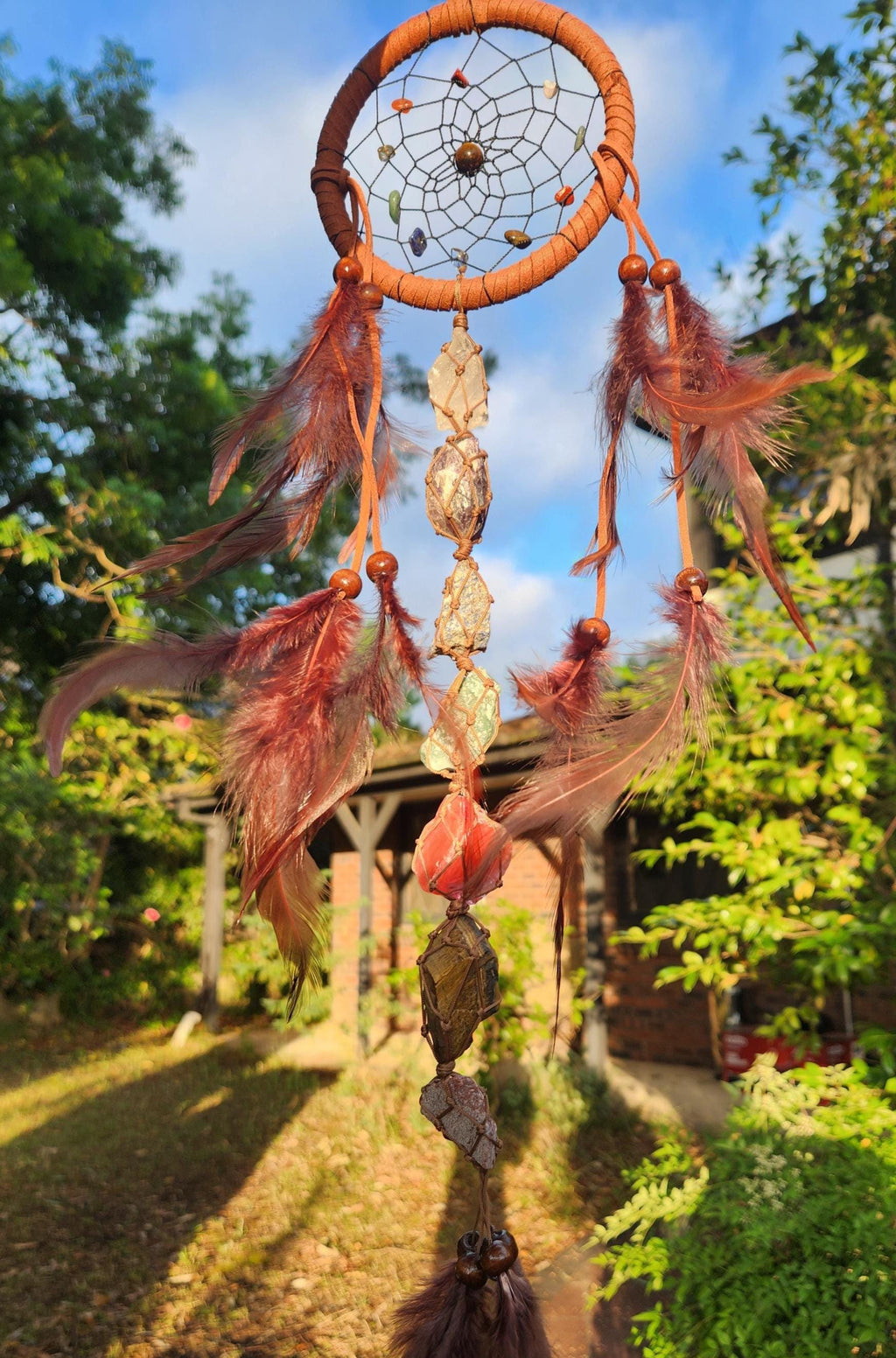 Gemstone Dreamcatcher with 7 Chakra Stones – Spiritual Protection & Energy Harmony