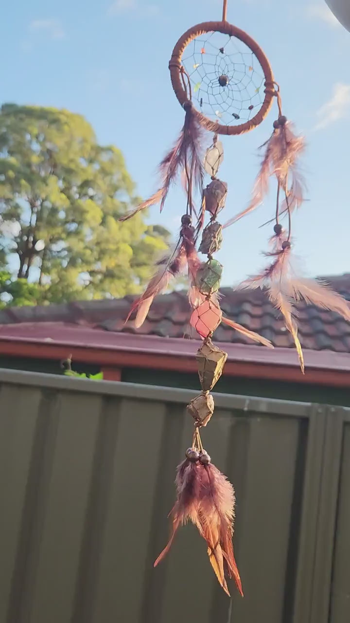 Gemstone Dreamcatcher with 7 Chakra Stones – Spiritual Protection & Energy Harmony