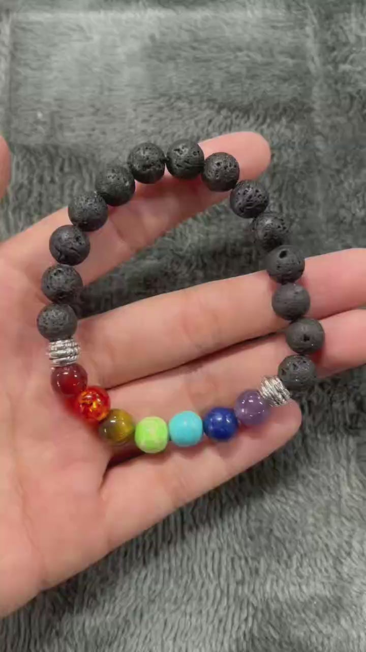 Align and Rise – 7 Chakra Lava Stone Bracelet
