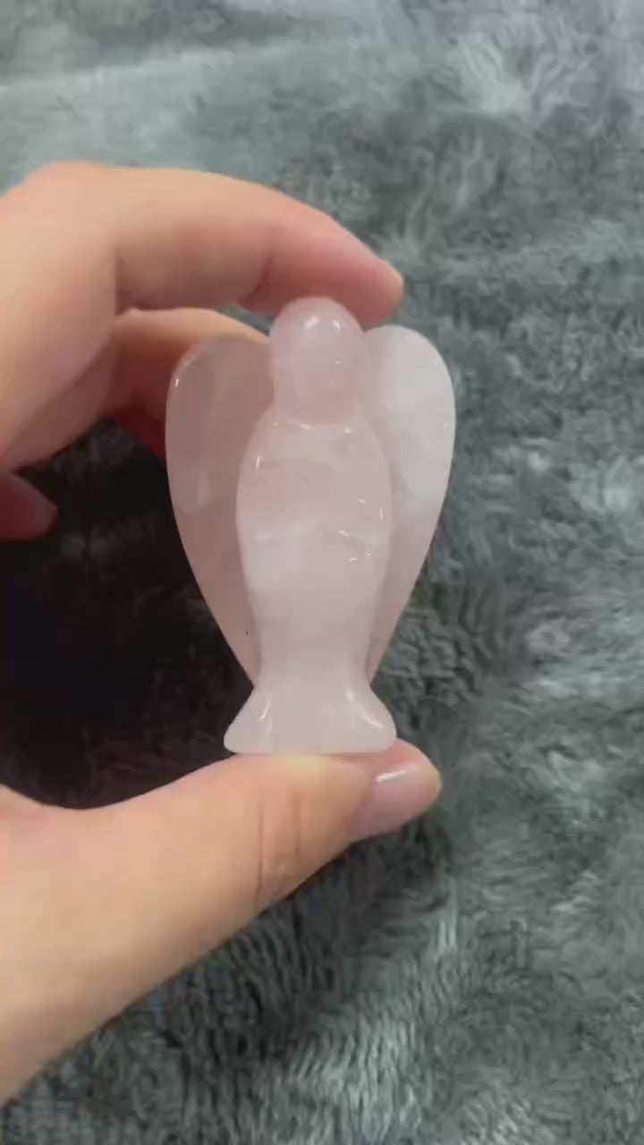 Rose Quartz Guardian Angel – Hand-Carved Crystal of Love and Calm