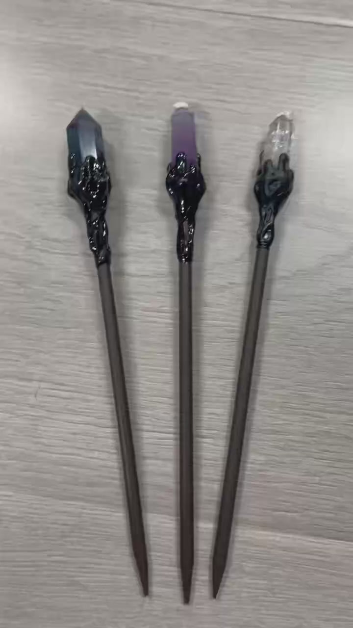 Crystal Hairpins – Amethyst, Clear Quartz and Fluorite