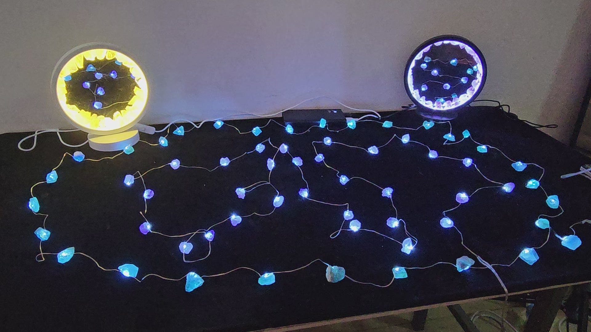 Crystal String Lights – Rose Quartz or Blue Fluorite | 3m LED Lamp Belt