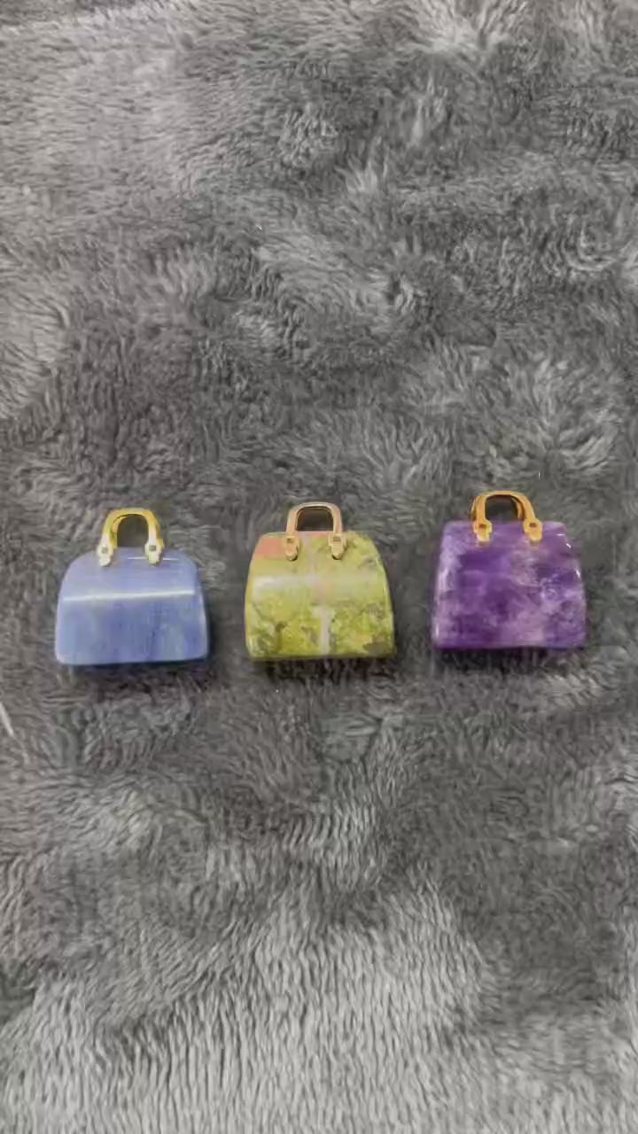 Adorable Hermès-Inspired Crystal Mini Handbags | Gemstone Sculptures for Joy, Luck and Style