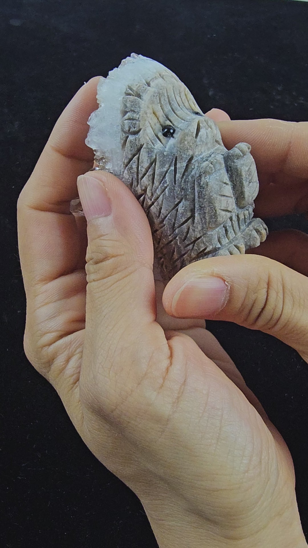 Adorable Clear Quartz Hedgehog | Crystal figurine for healing, meditation, décor & gifting. Unique, authentic & full of charm