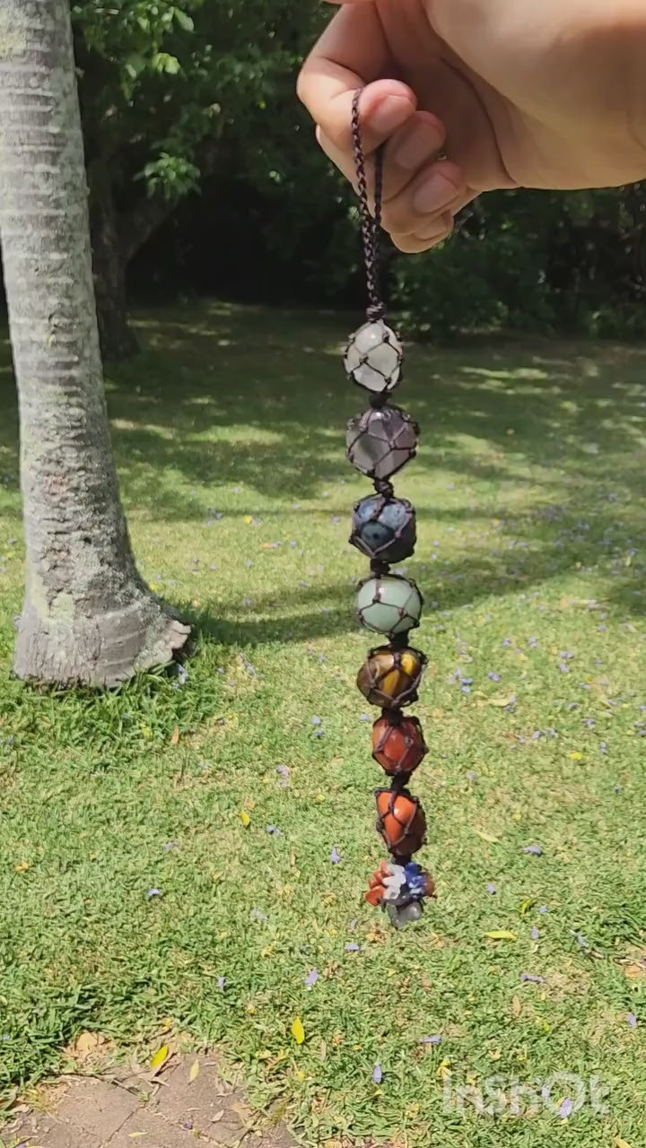 7-Chakra Raw Crystal Hanging Decor, Meditation Decor, Natural Healing Stones, Reiki Healing Crystals Car Window Hanger