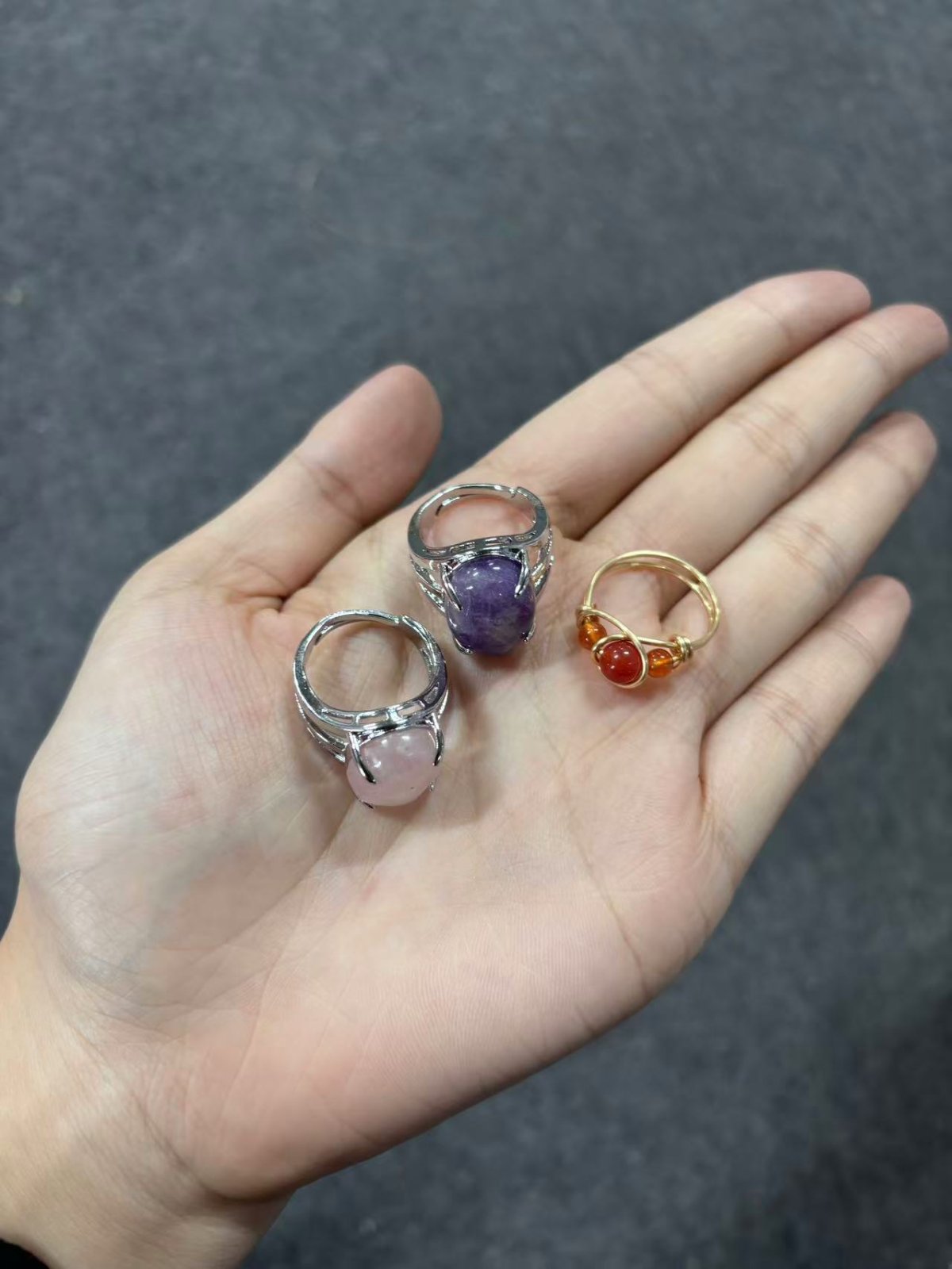 Natural Gemstone Healing Rings – Adjustable Crystal Jewelry Collectio
