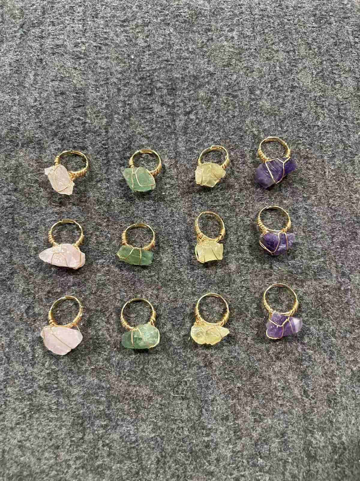 Raw Crystal Adjustable Rings (Rose Quartz, Green Aventurine, Citrine, Amethyst, and more!)